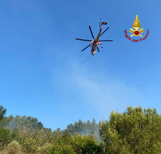 Incendio a Ponzano di Fermo: un ferito e vaste aree di boscaglia in fiamme